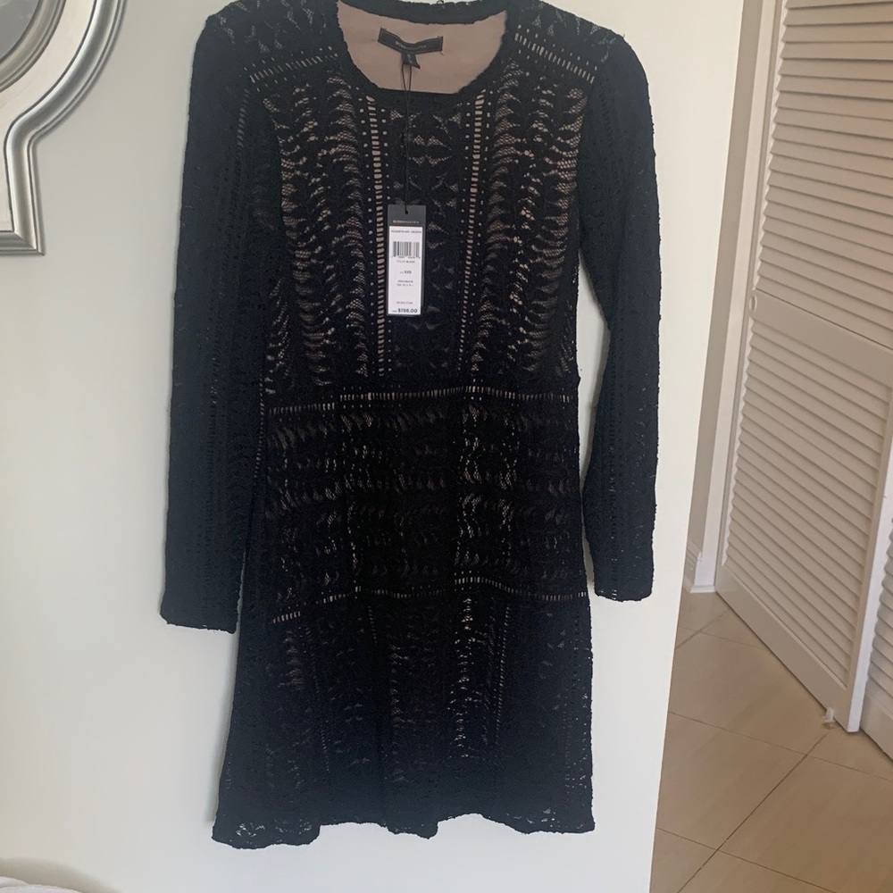 BCBGMaxAzria Black Lace Long Sleeve Dress